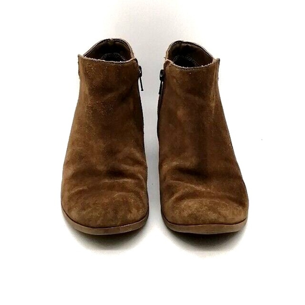 G.H. Bass & Co. Shoes Womens Nina Brown‎ 8.5 Suede Ankle Boot Zip Cuban Heel
